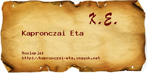 Kapronczai Eta névjegykártya